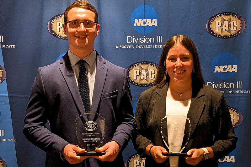SVC student-athletes Olivia Persin and C.J. Ciecierski were honored at the annual Presidents' Athletic Conference Scholar-Athlete of the Year Banquet