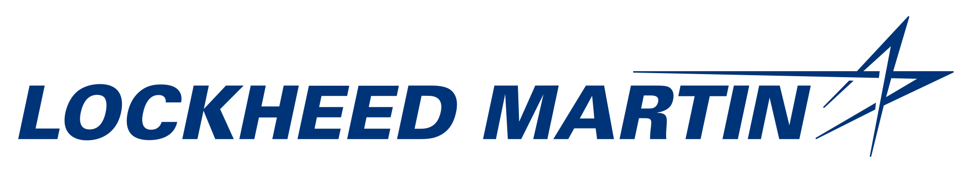 Lockheed Martin logo featuring bold blue text and a star graphic.