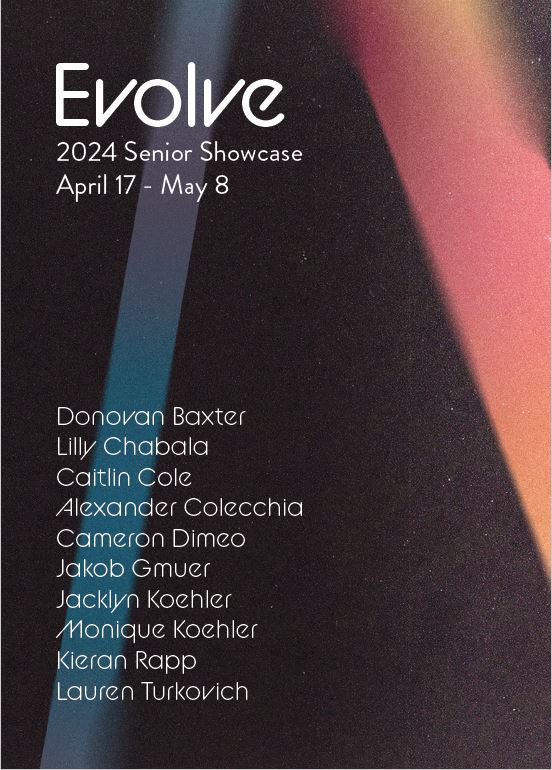 Evolve: 2024 Senior Showcase poster, designed by Donovan Baxter