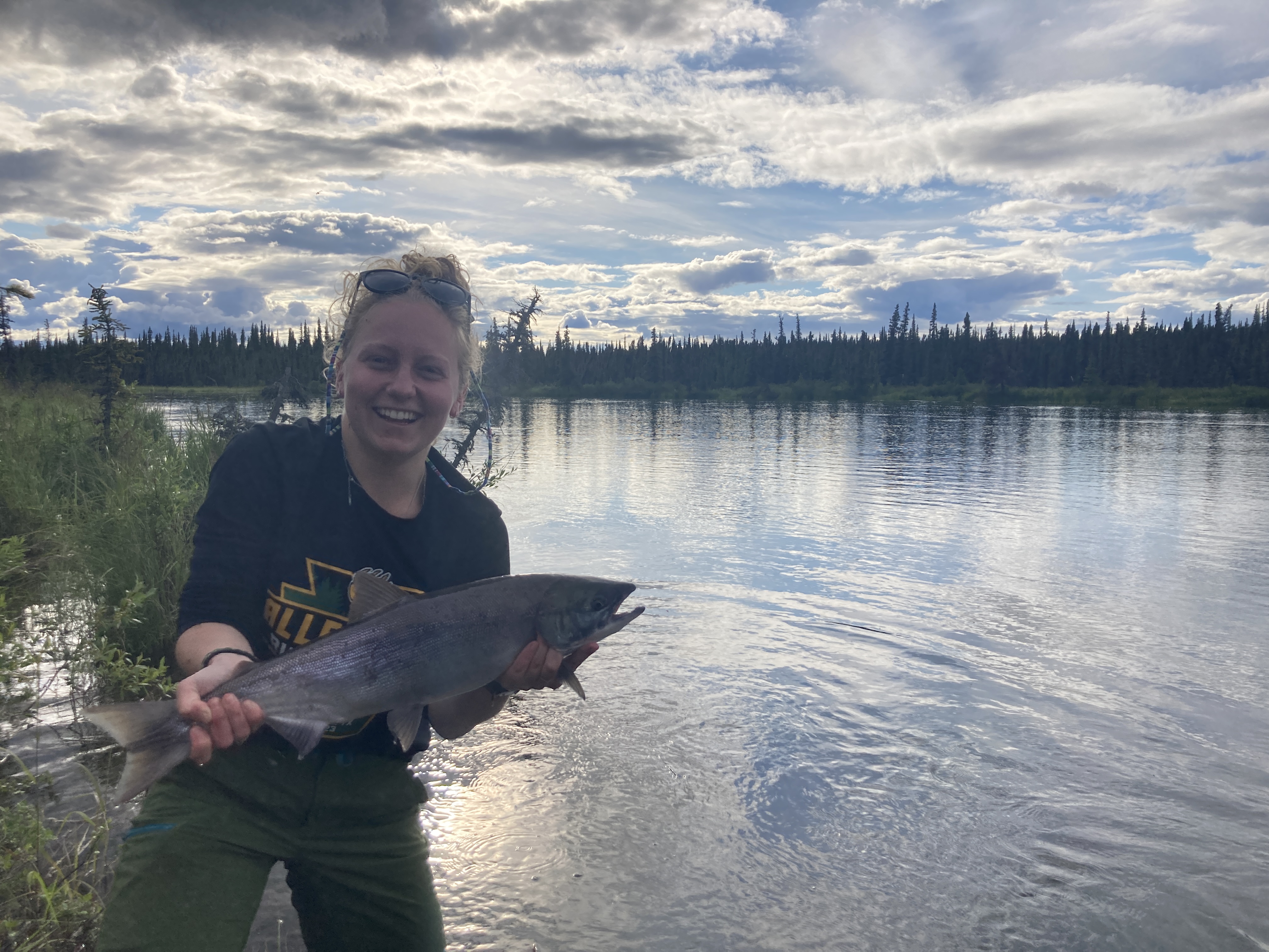 Bridgette Gorg with a salmon