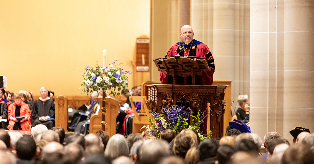 Father Paul taylor speaks at inauguration